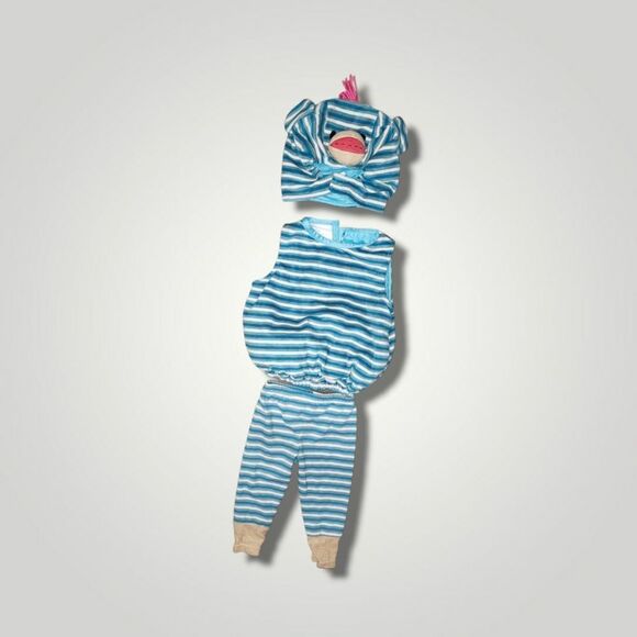 Babies Dress-Up Halloween Costumes Blue Sock Monkey 9-18 Months 3 Piece - Picture 1 of 5